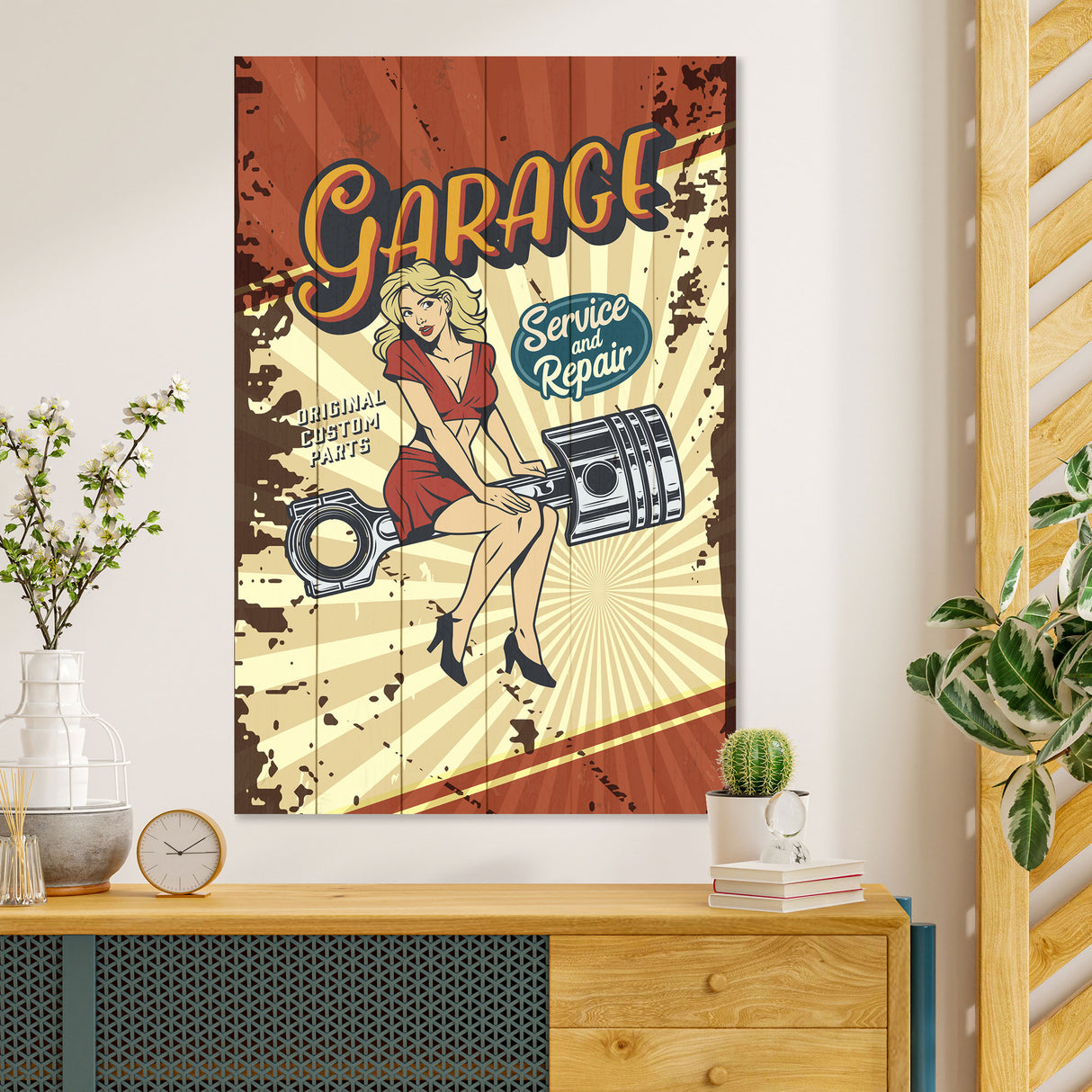 Obraz na drewnie Garaż plakat - Garage Service and Repair