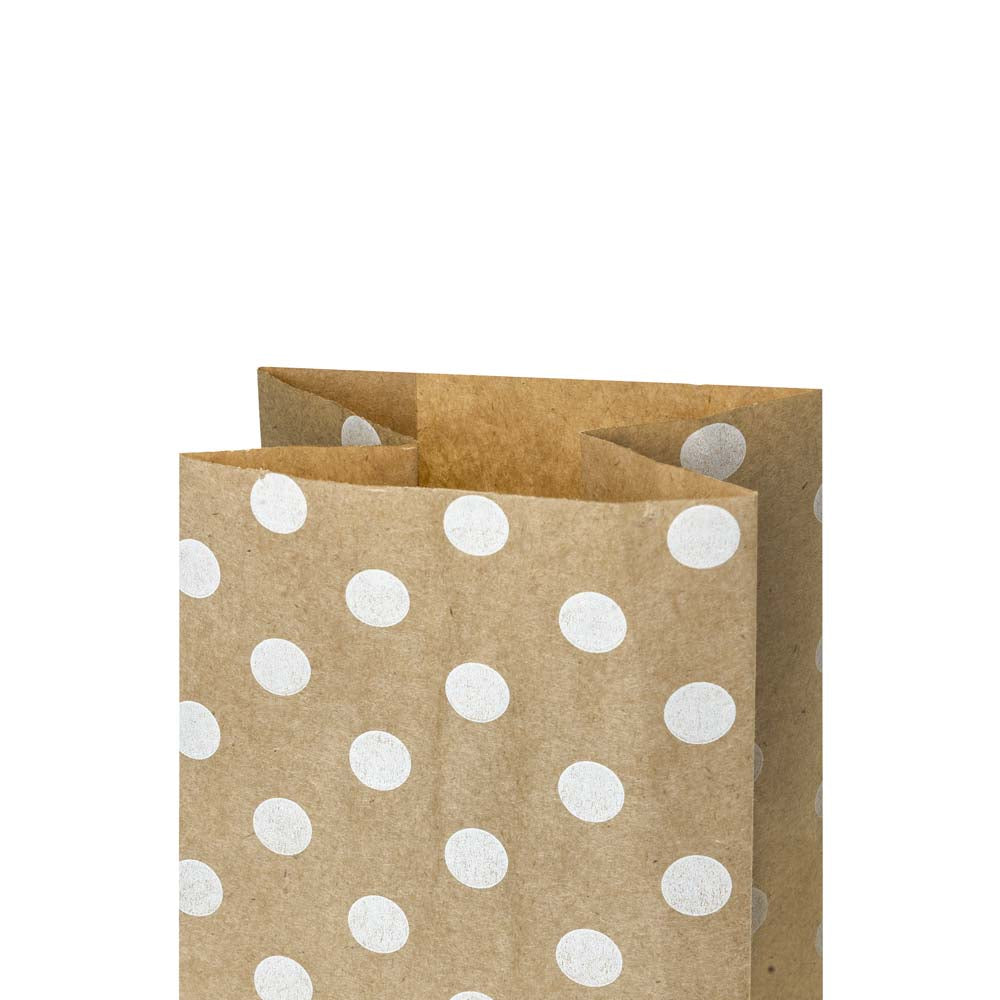 Torba papierowa klockowa 80x65x190mm w kropki Brązowa