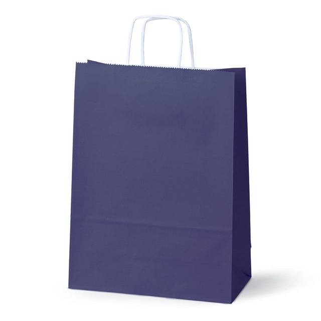 Torba Papierowa z Uchwytem Skręcanym 240x100x320mm Granatowa Biały