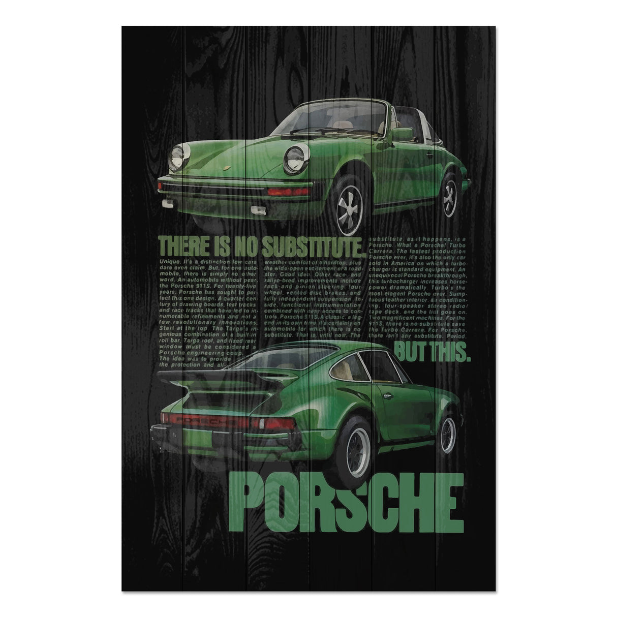 Obraz na drewnie Zielone Porsche - Green Porsche