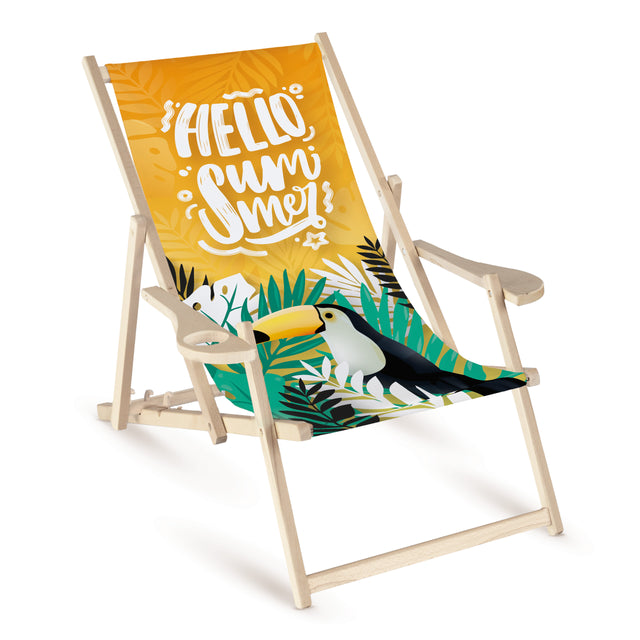 Leżak drewniany z podłokietnikiem HELLO SUMMER