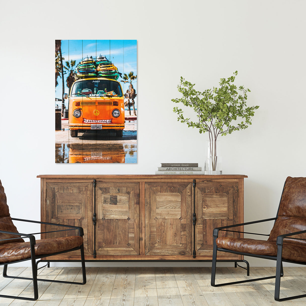 Obraz na drewnie Pomarańczowy camper - Hippie
