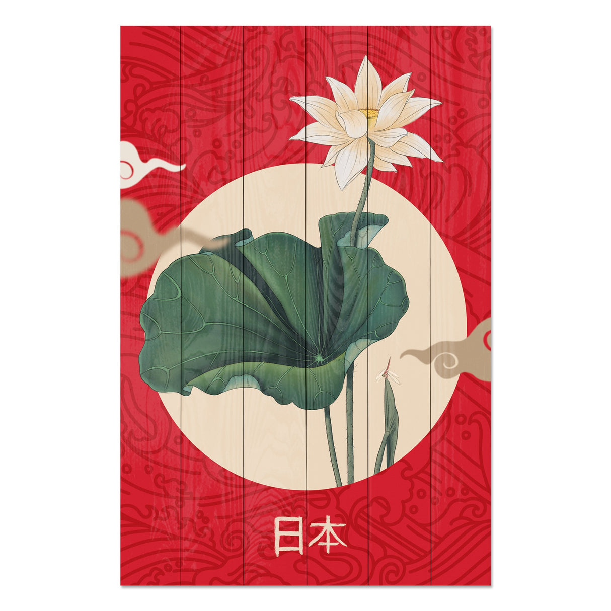 Obraz na drewnie Japoński kolaż - Japanese Collage Red