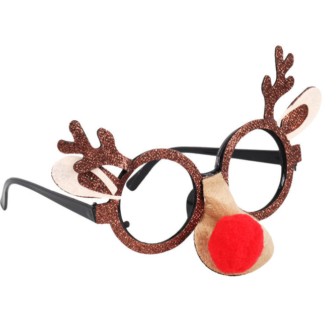 Okulary świąteczne RENIFER czerwony nos