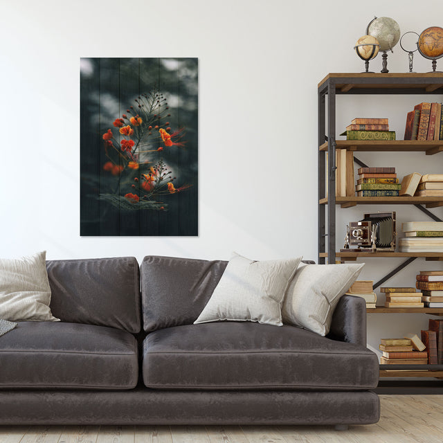 Obraz na drewnie Pomarańczowe kwiaty - Little Orange Flowers