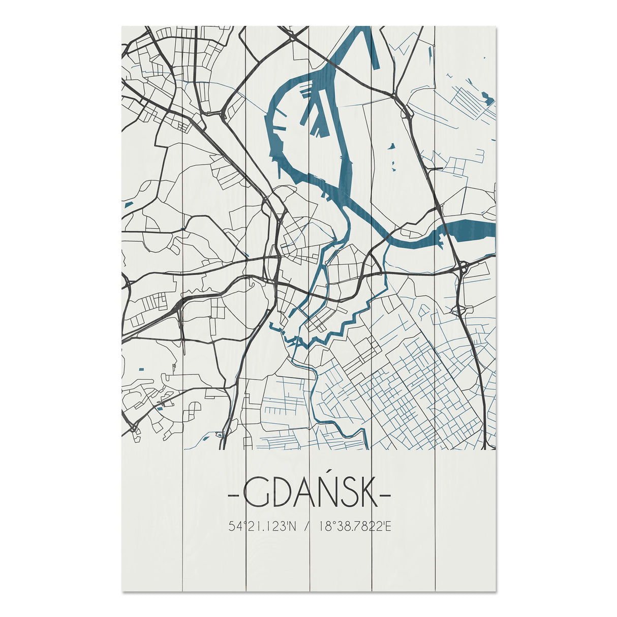 Obraz na drewnie Mapa Gdańsk - Gdańsk