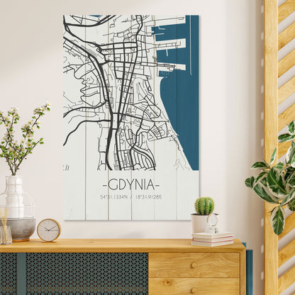 Obraz na drewnie Mapa Gdynia - Gdynia
