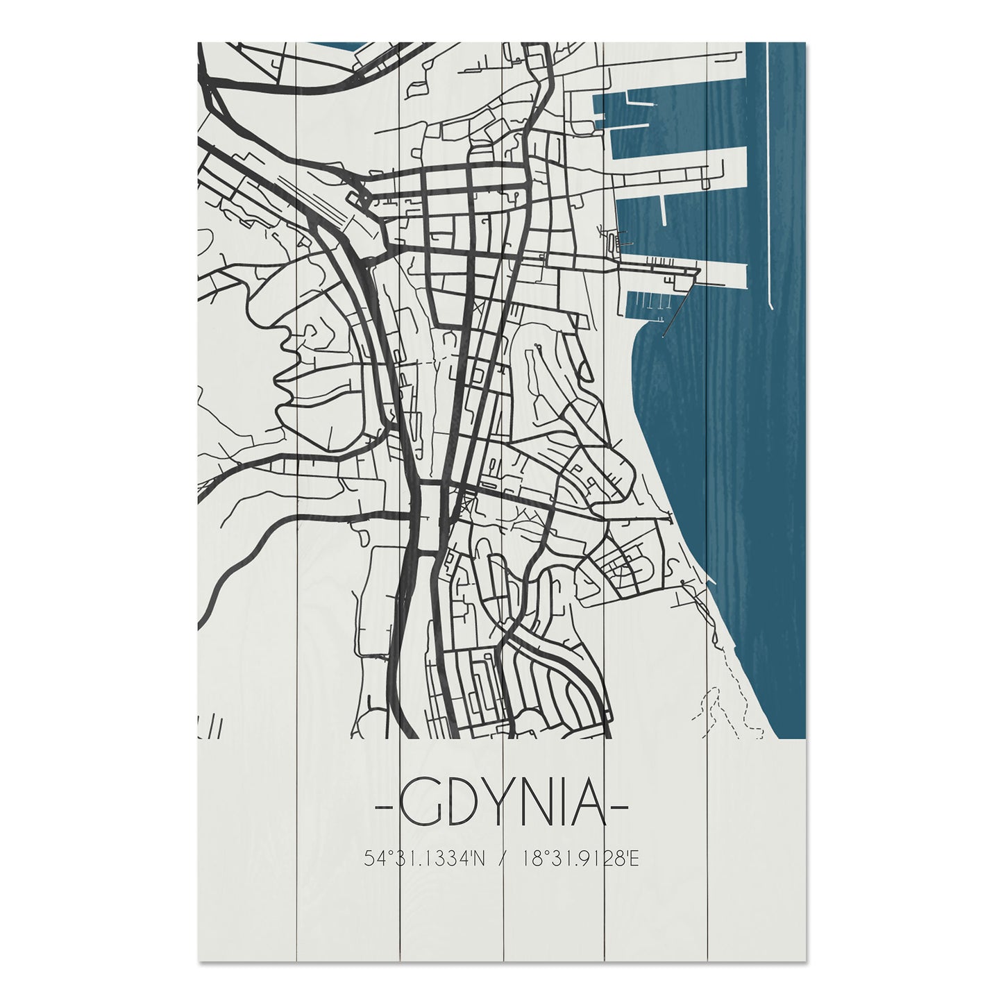 Obraz na drewnie Mapa Gdynia - Gdynia