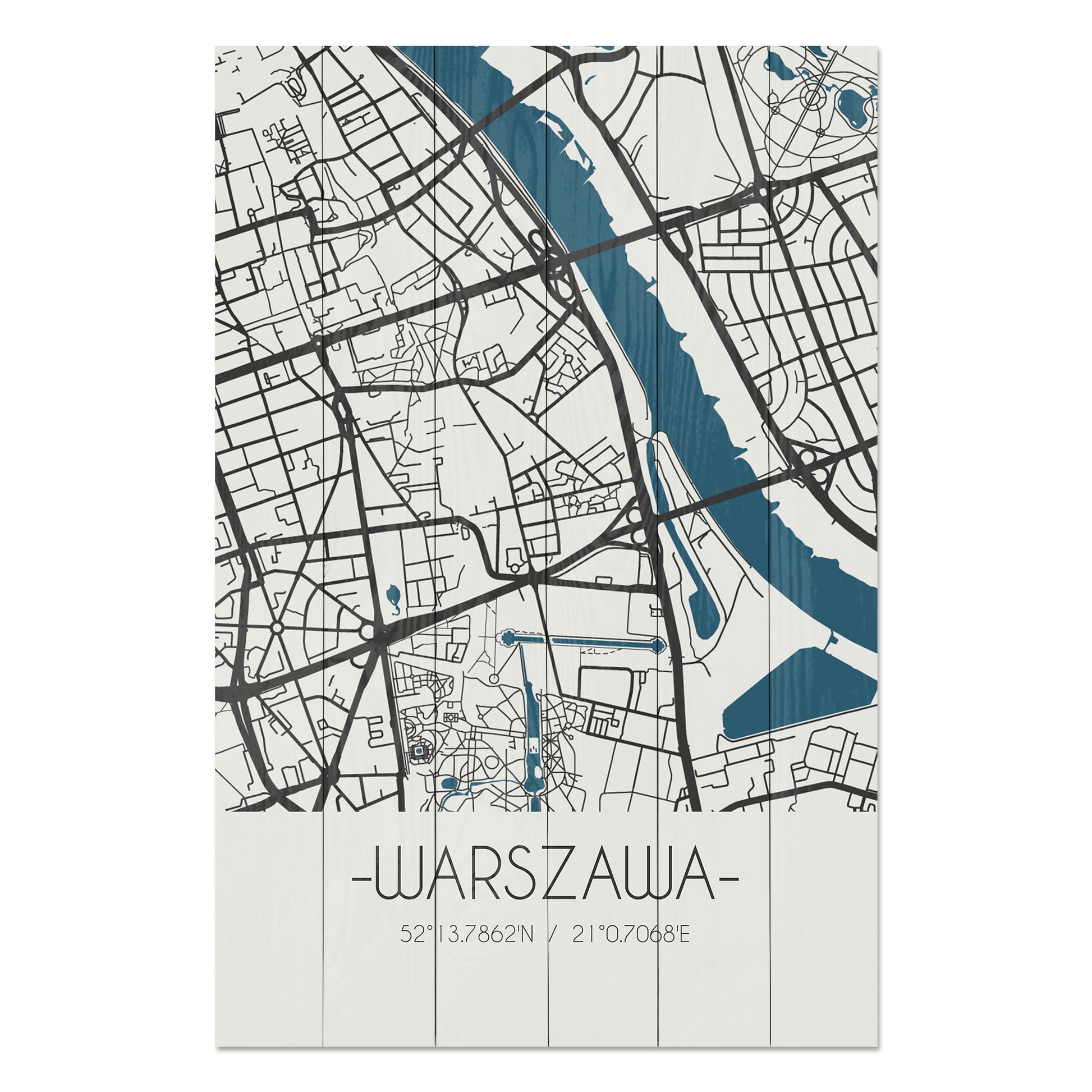 Obraz na drewnie Mapa Warszawa - Warszawa