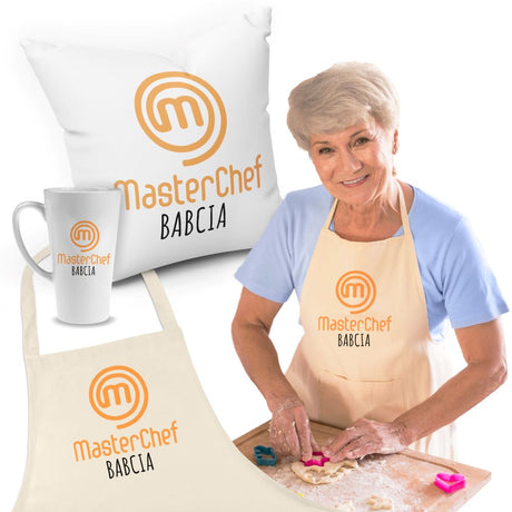 Zestaw Fartuch,Kubek,Poduszka Babcia MasterChef Prezent na Dzień Babci