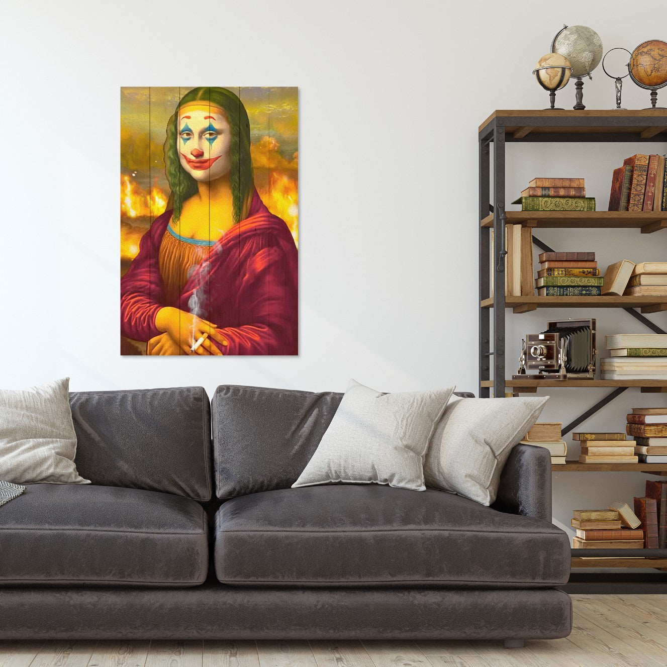 Obraz na drewnie Kolaż Mona Lisa i Jocker - Mona Lisa Collage Jocker