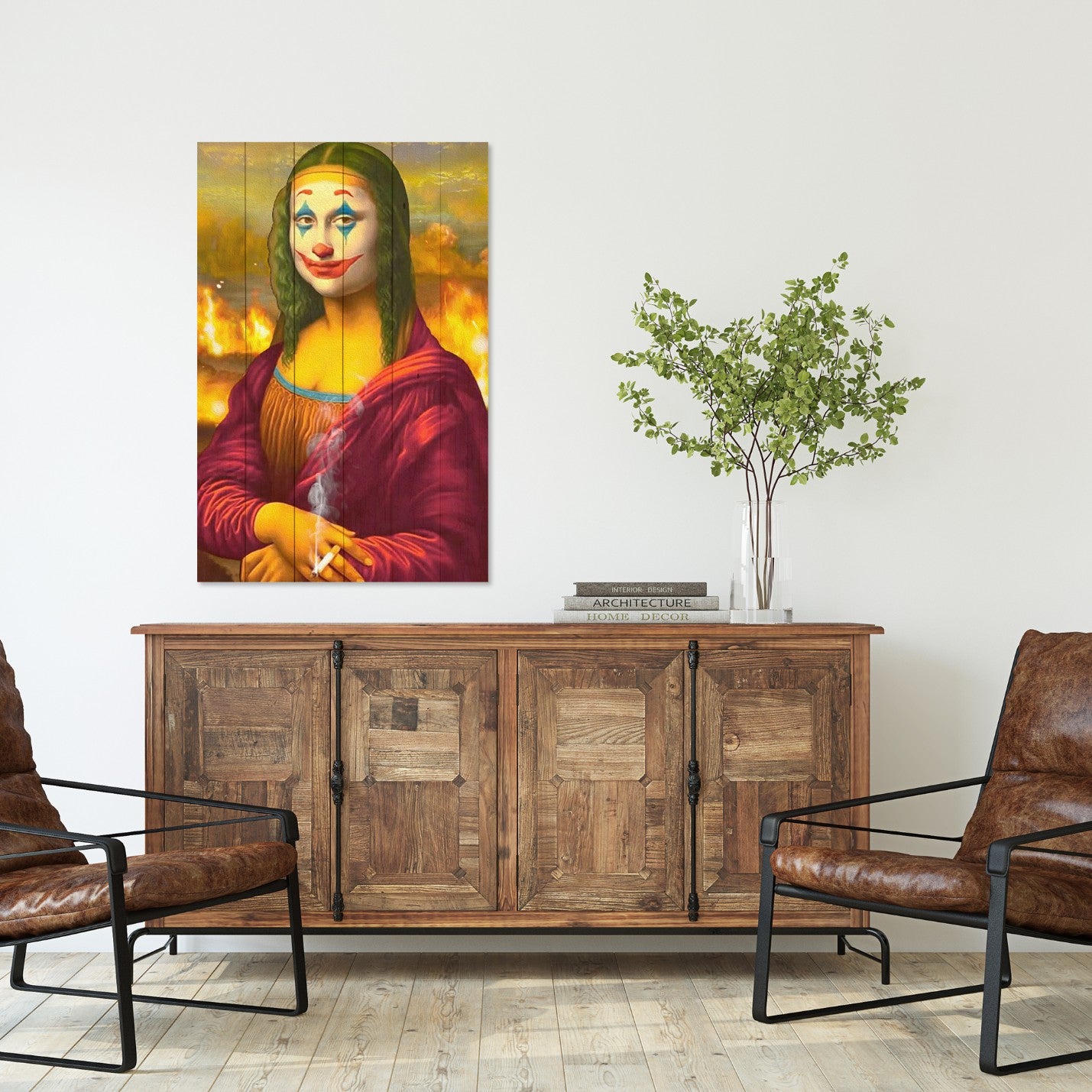 Obraz na drewnie Kolaż Mona Lisa i Jocker - Mona Lisa Collage Jocker