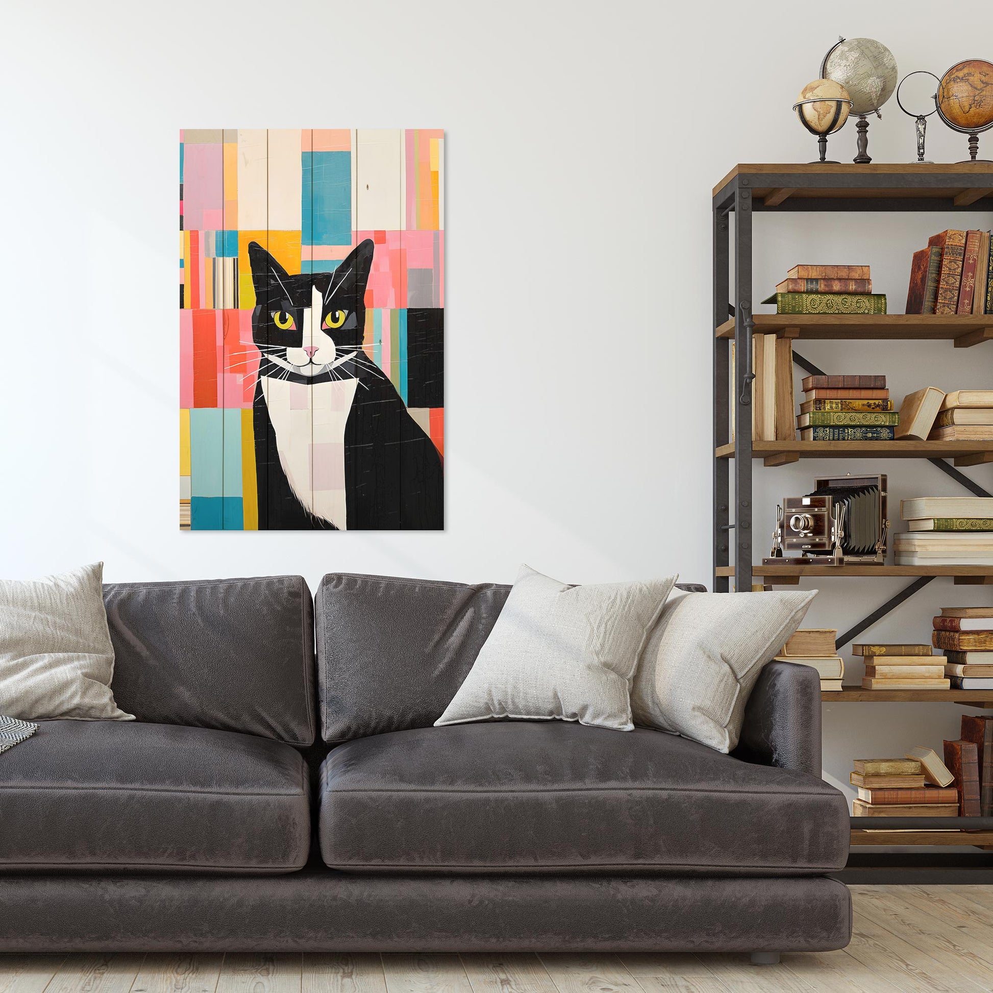 Obraz na drewnie Kot Mosaic Cat