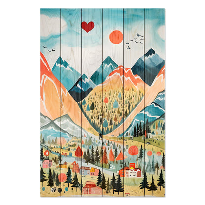 Obraz na drewnie Pastelowe góry Mountains Pastel Watercolor