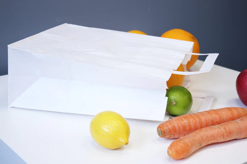 Torba papierowa z uchwytem płaskim 260x140x300mm Biała