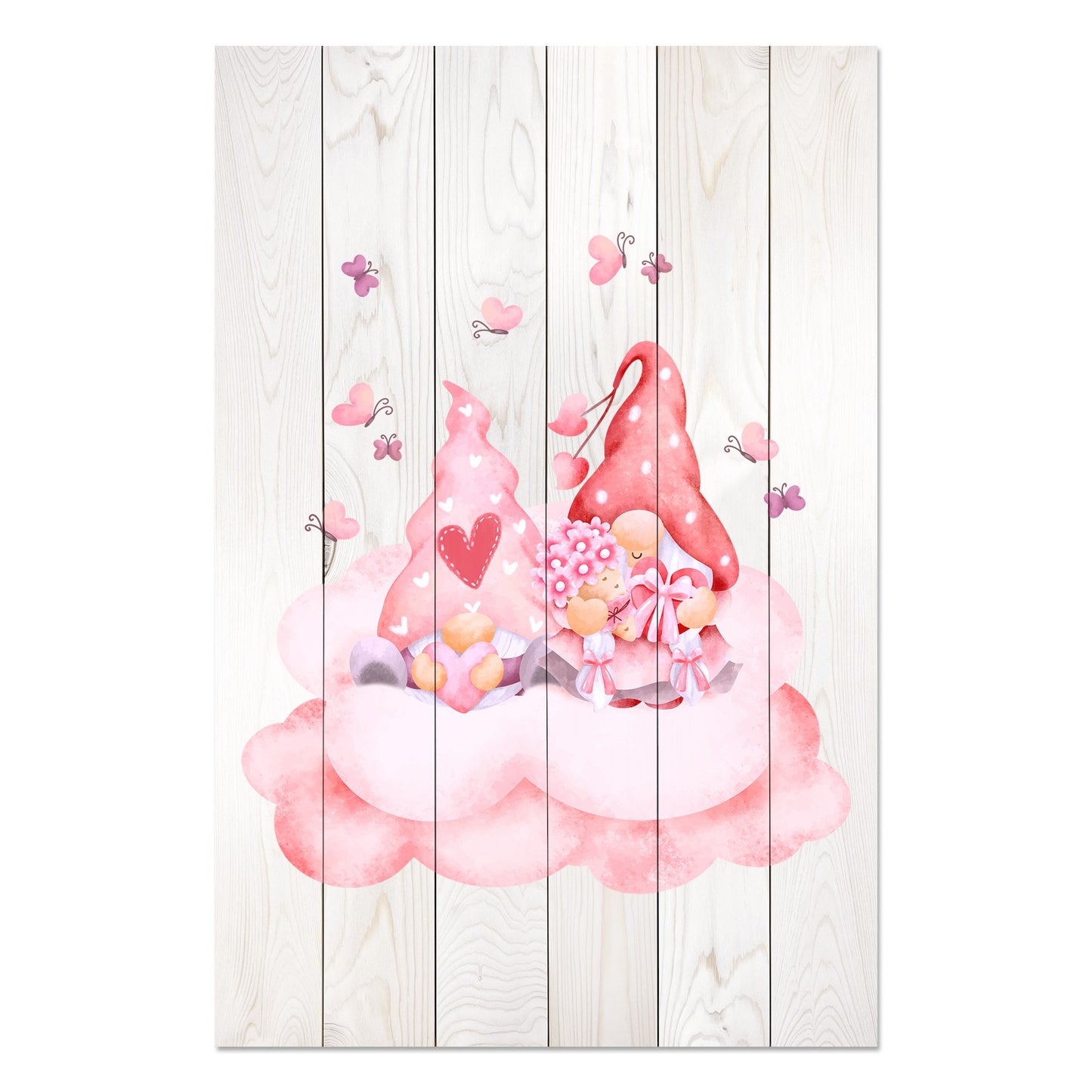 Obraz na drewnie Para gnomów - Pink Gnome Couple