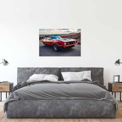 Obraz na drewnie Czerwone auto Red Mustang