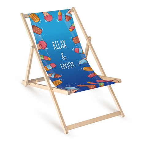 Leżak drewniany z nadrukiem Lato RELAX & ENJOY