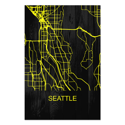 Obraz na drewnie Mapa Seattle - Seattle