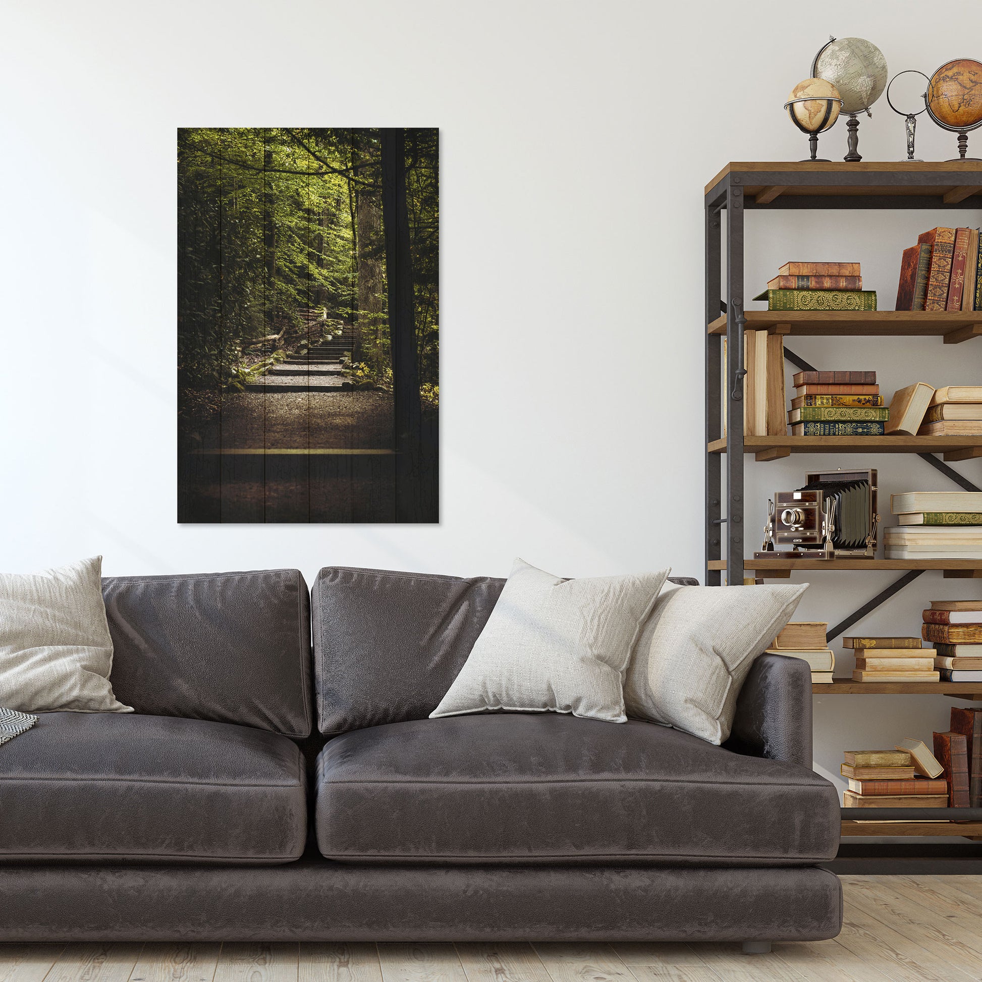 Obraz na drewnie Schody w lesie - Stairs in the Forest