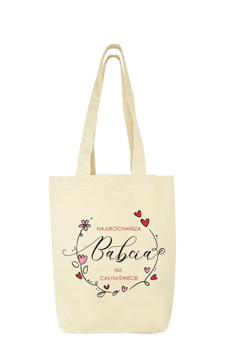 Torba Bawełniana Najukochańsza Babcia na całym świecie Prezent na dzień babci Ecru