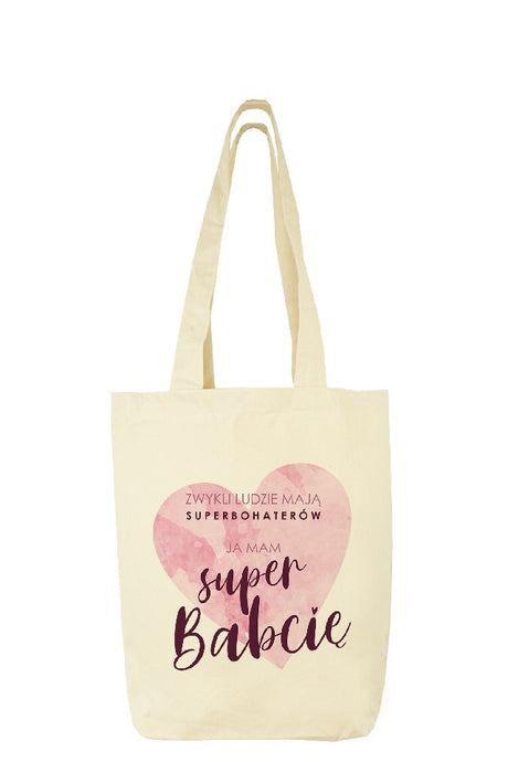 Torba Bawełniana Mam Super Babcię Prezent na dzień babci Ecru