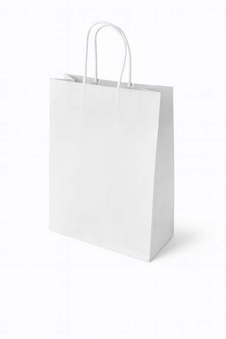 Torba papierowa z uchwytem skręcanym 240x100x340mm Biała Premium