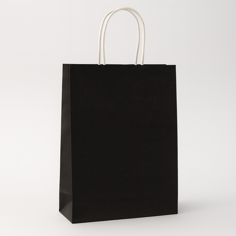 Torba papierowa z uchwytem skręcanym 240x100x340mm Czarna Premium
