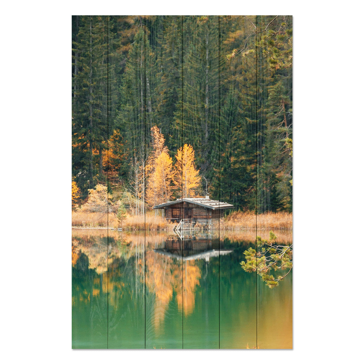 Obraz na drewnie Dom nad jeziorem - Traper
