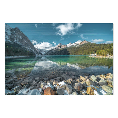 Obraz na drewnie Turkusowe jezioro Turquoise Lake and Mountains