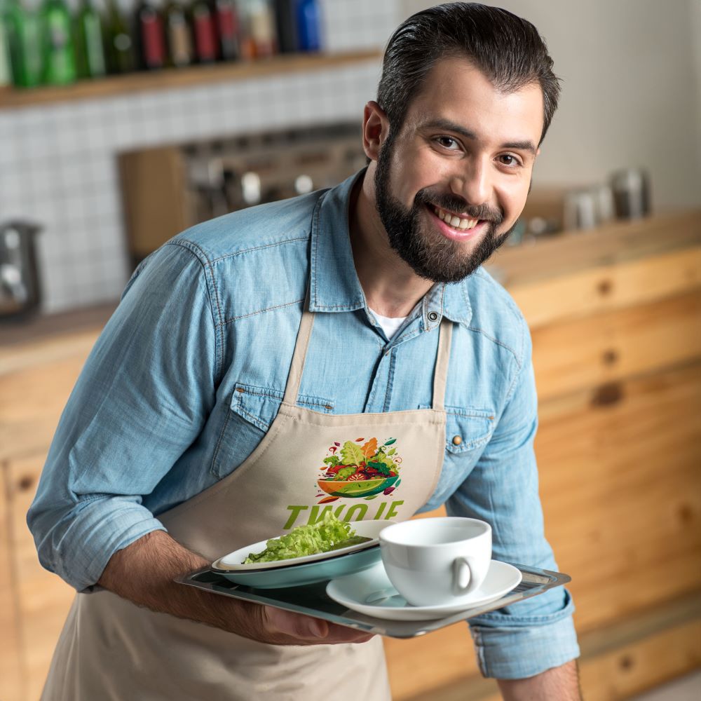 Fartuch kuchenny z nadrukiem: fartuch ecru z nadrukiem [mat:fartuch:extra:ar-ecru2]