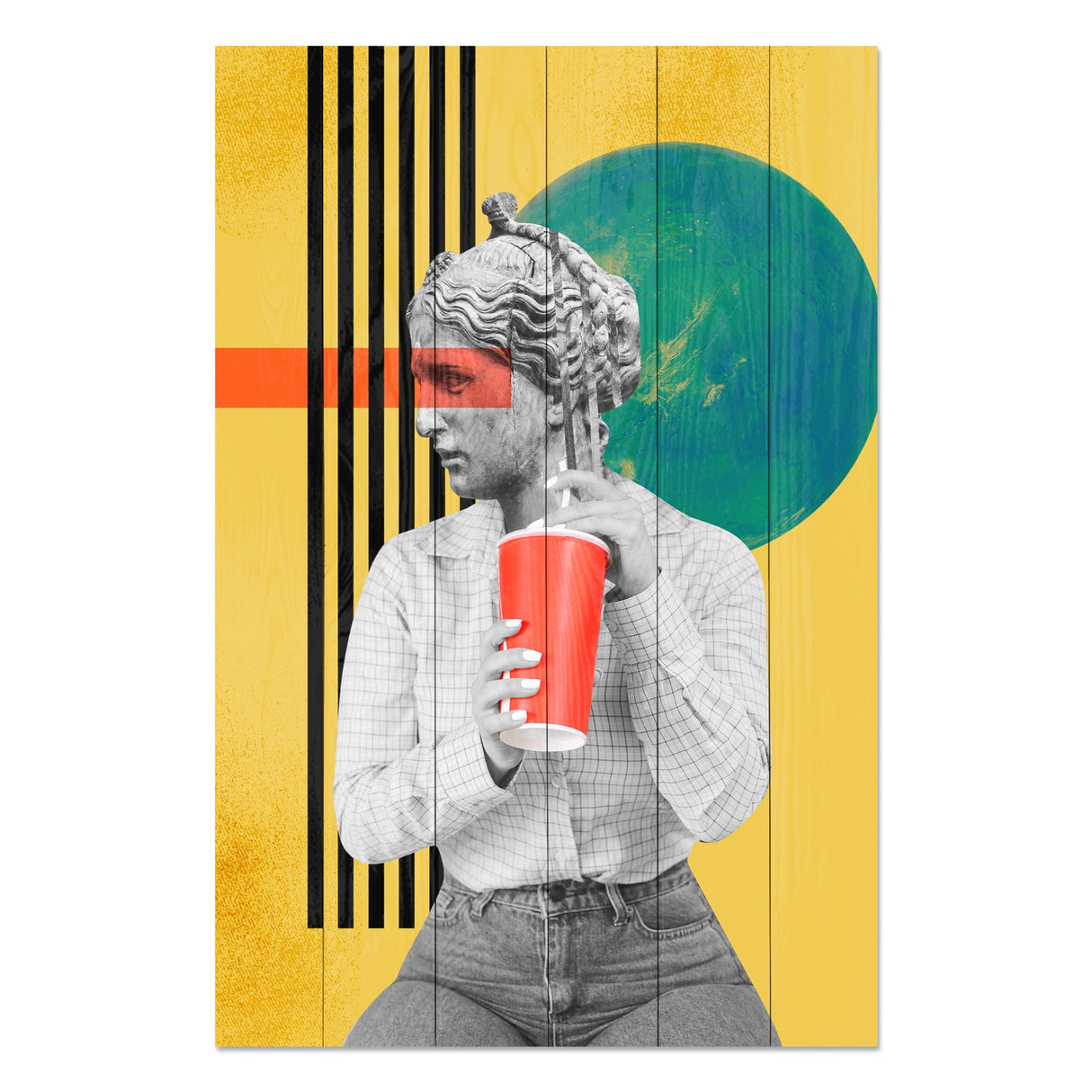 Obraz na drewnie Kobieta Vintage z drinkiem - Vintage Woman with Drink