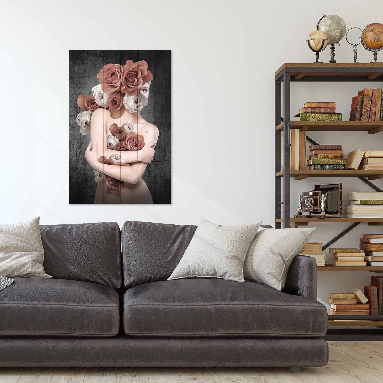 Obraz na drewnie Kobieta z różami - Woman in Flowers