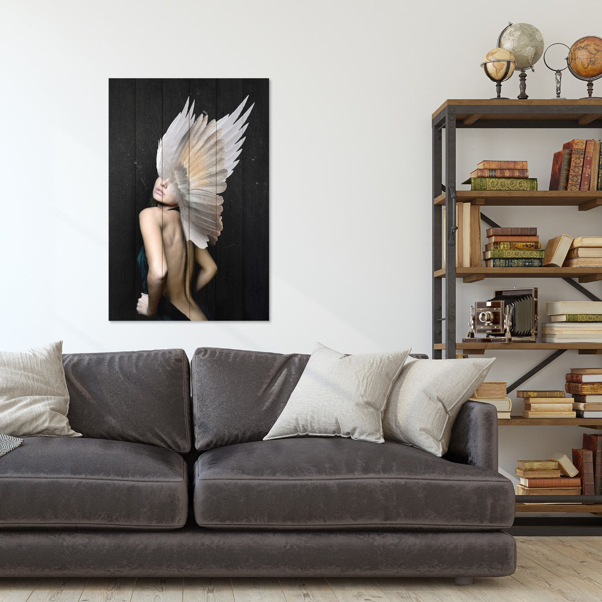 Obraz na drewnie Kobieta ze skrzydłami - Woman with White Wings