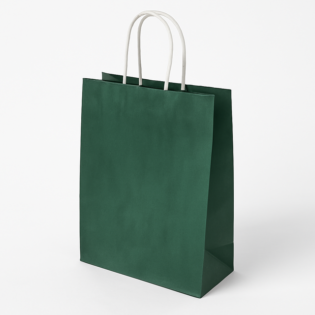 Torba papierowa z uchwytem skręcanym 240x100x340mm Ciemnozielona Premium